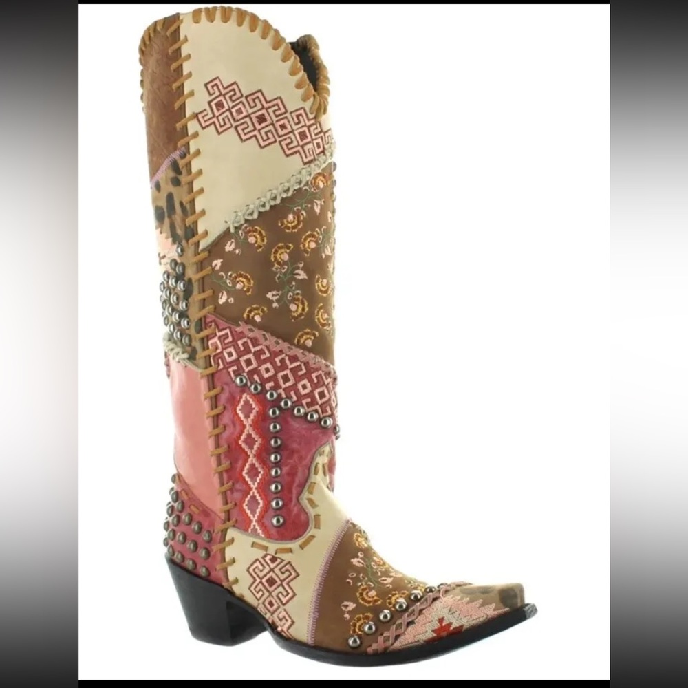NEW Old Gringo Women's Blow Out Western Patchwork Pink Boot - Snip Toe - 8.5